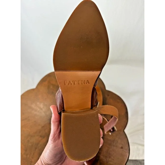 Patina ( Portland Leather) Brown Leather Slide/Sandal US Womens 9 #0137C - Picture 9 of 10